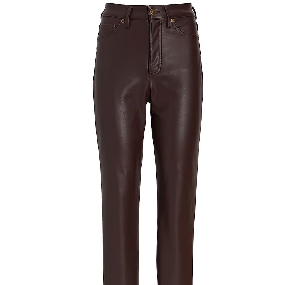 Women’s dark brown leather fit pants