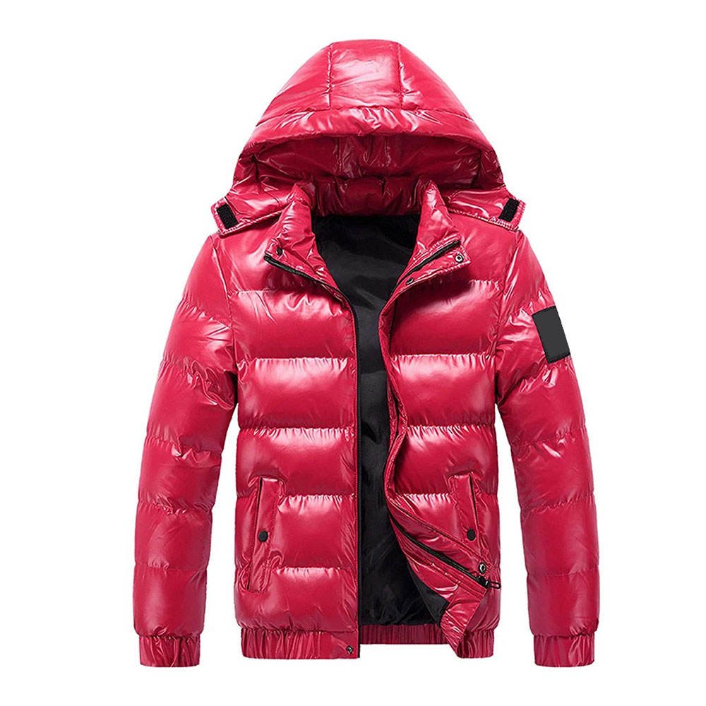 Rose glossy hooded bubble jacket