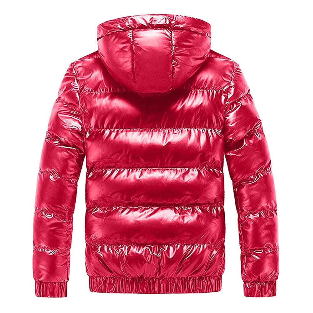 Rose glossy hooded bubble jacket