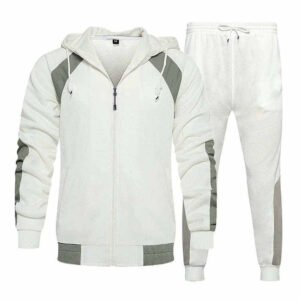 Men's premium white & charcoal tracksuit set