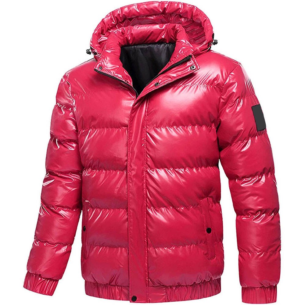 Rose glossy hooded bubble jacket