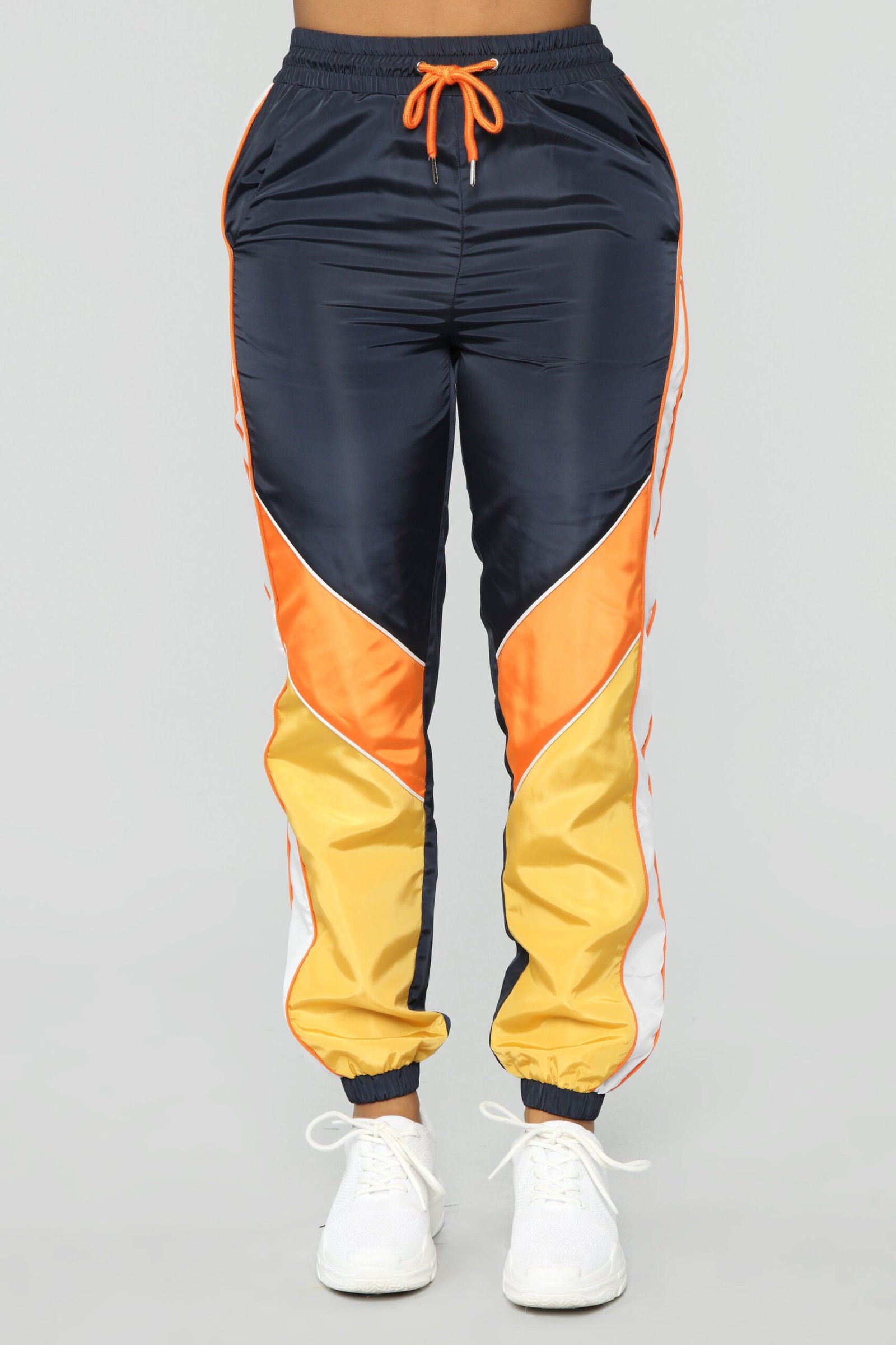 Women’s Blue Contrast Tracksuit – Orange & Yellow - Image 3