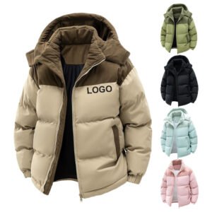 Skin and brown contrast bubble jacket