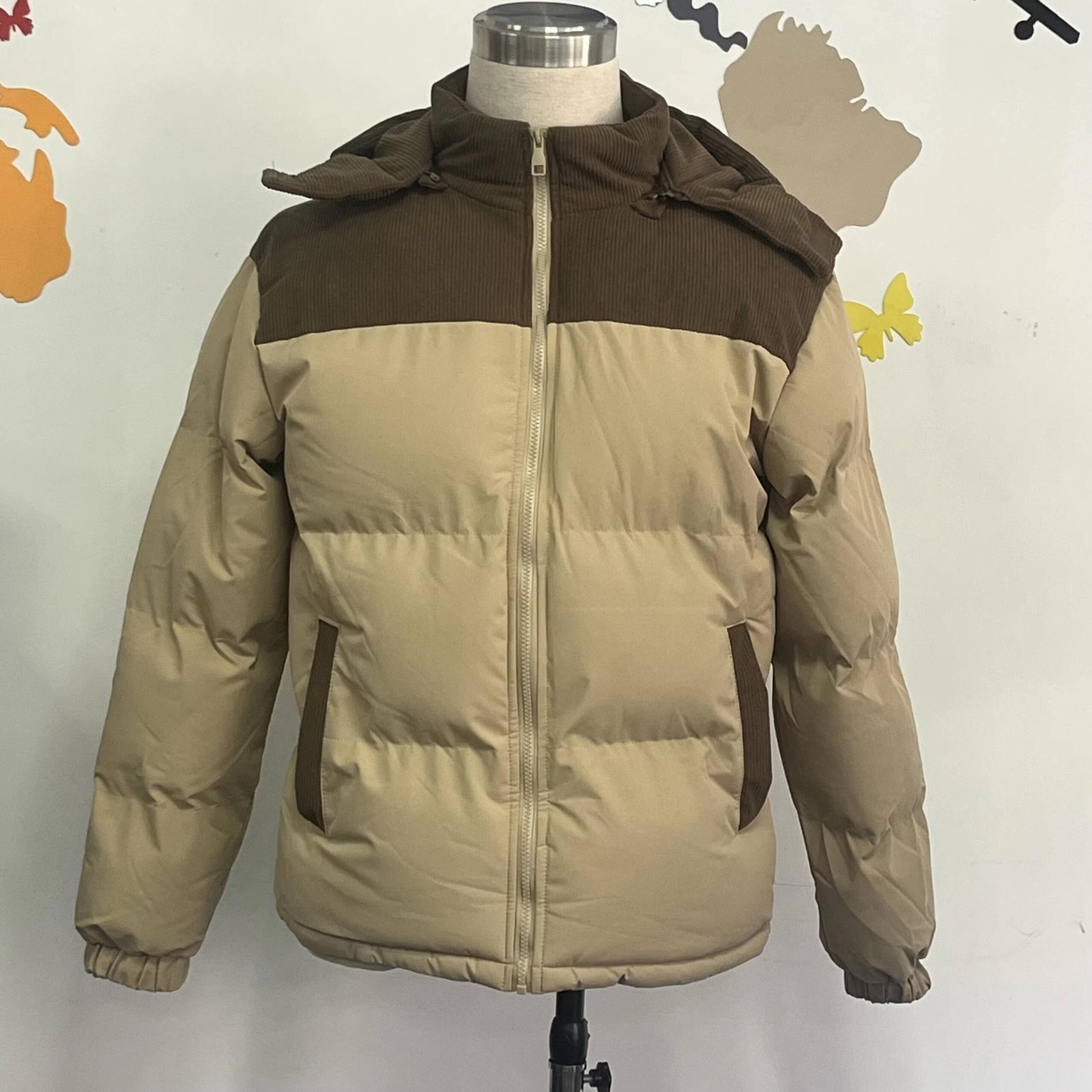 Men's Premium Skin & Brown Contrast Bubble Jacket - Image 4