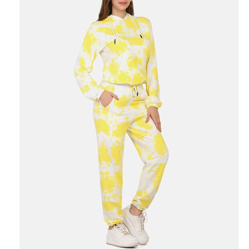 Women’s yellow and white contrast tracksuit