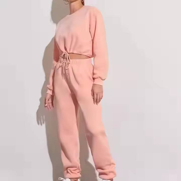 Women’s Baby Pink & Light Green Two-Piece Fleece Lounge Set - Image 3