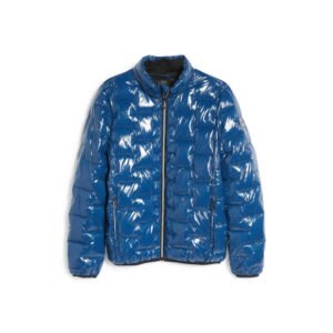 Blue leather bubble jacket