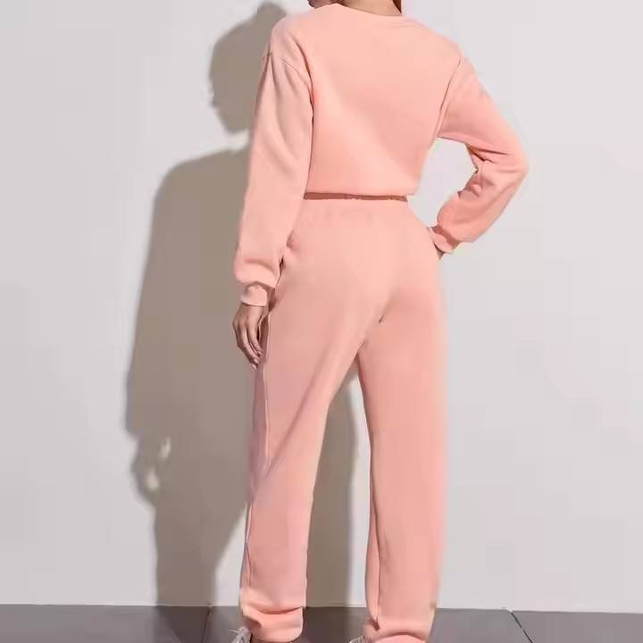 Women’s Baby Pink & Light Green Two-Piece Fleece Lounge Set - Image 5