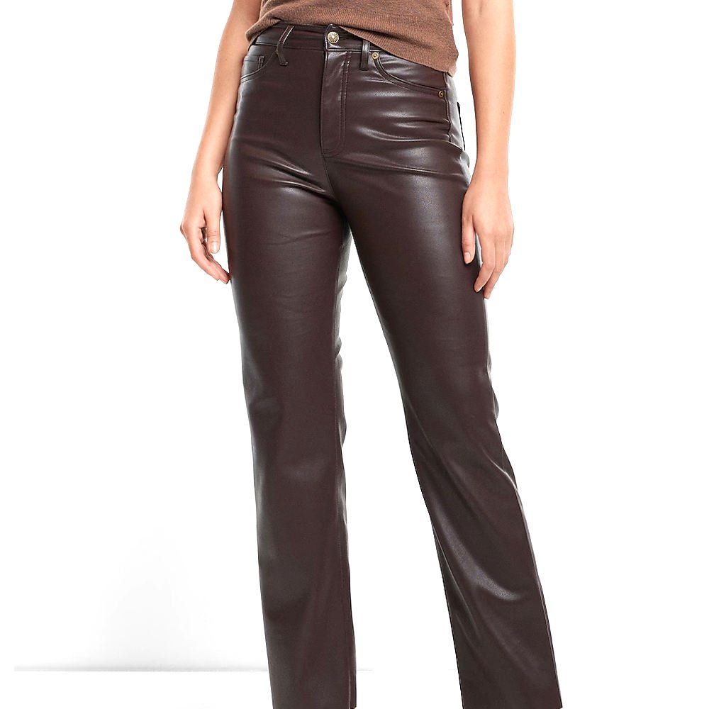 Women’s dark brown leather fit pants
