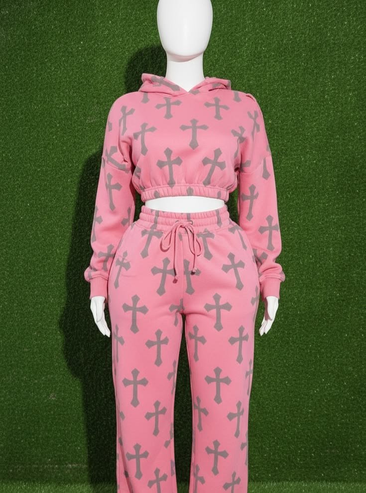 Women’s pink premium tracksuit two-piece activewear set