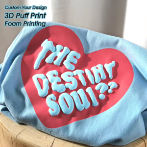 3D puff print oversized cotton hoodie with relaxed unisex streetwear fit