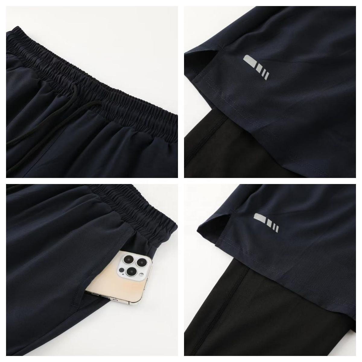 Men's 2-in-1 running pants with compression layer and pockets