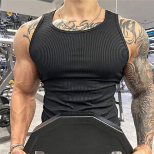 Men's ribbed stringer tank top 3-pack for gym and bodybuilding