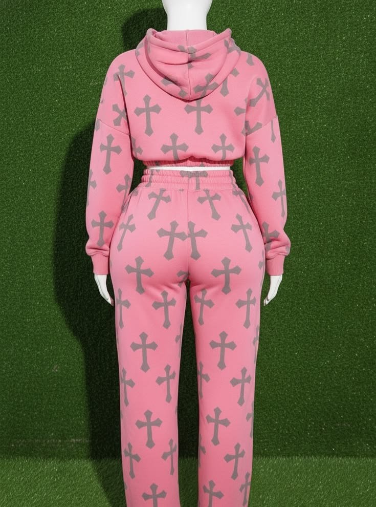 Women’s pink premium tracksuit two-piece activewear set