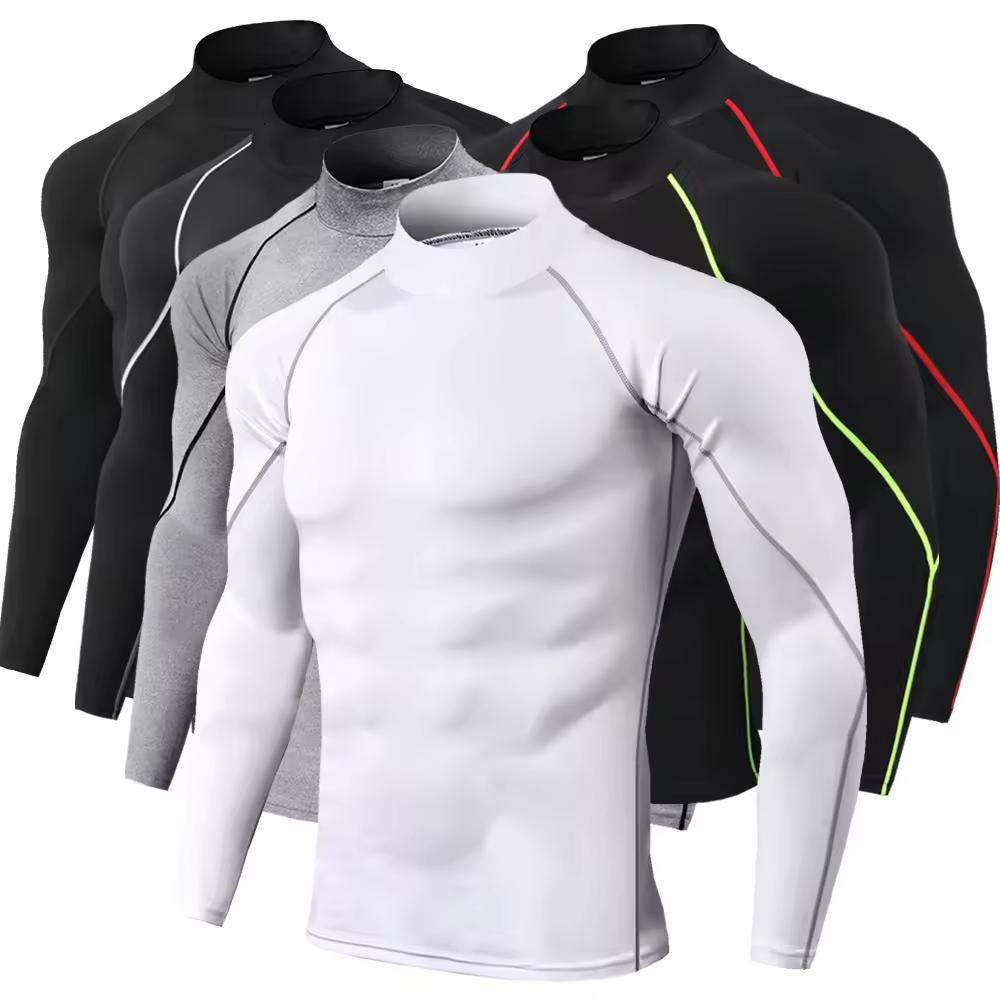 Men's long sleeve compression shirt for running and gym workouts