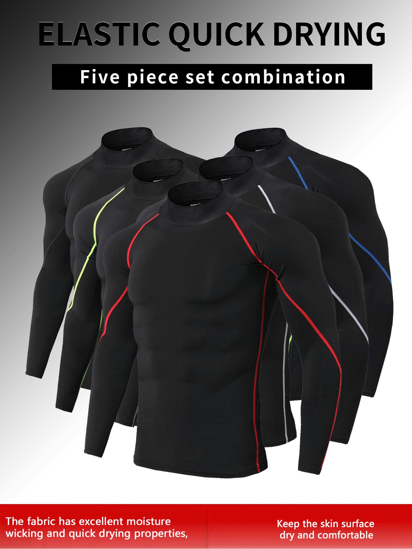 Men's long sleeve compression shirt for running and gym workouts