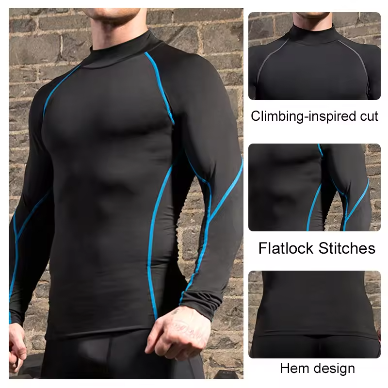 Men's long sleeve compression shirt for running and gym workouts