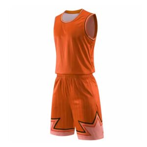 Plain blank orange basketball uniform with matching jersey and shorts
