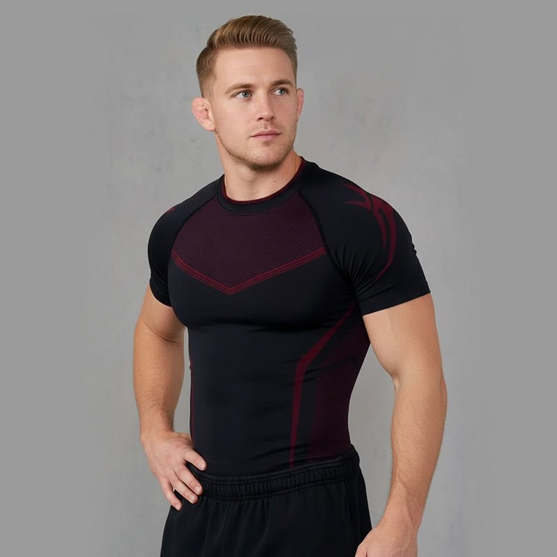 Men's quick-dry compression T-shirt for gym fitness running and training