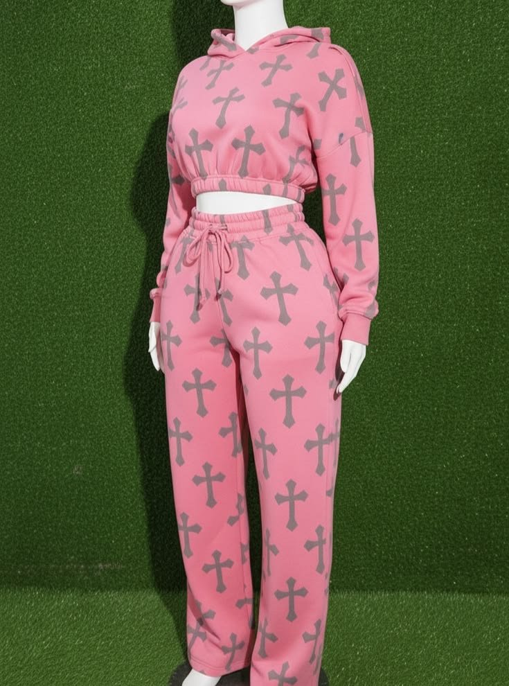 Women’s pink premium tracksuit two-piece activewear set