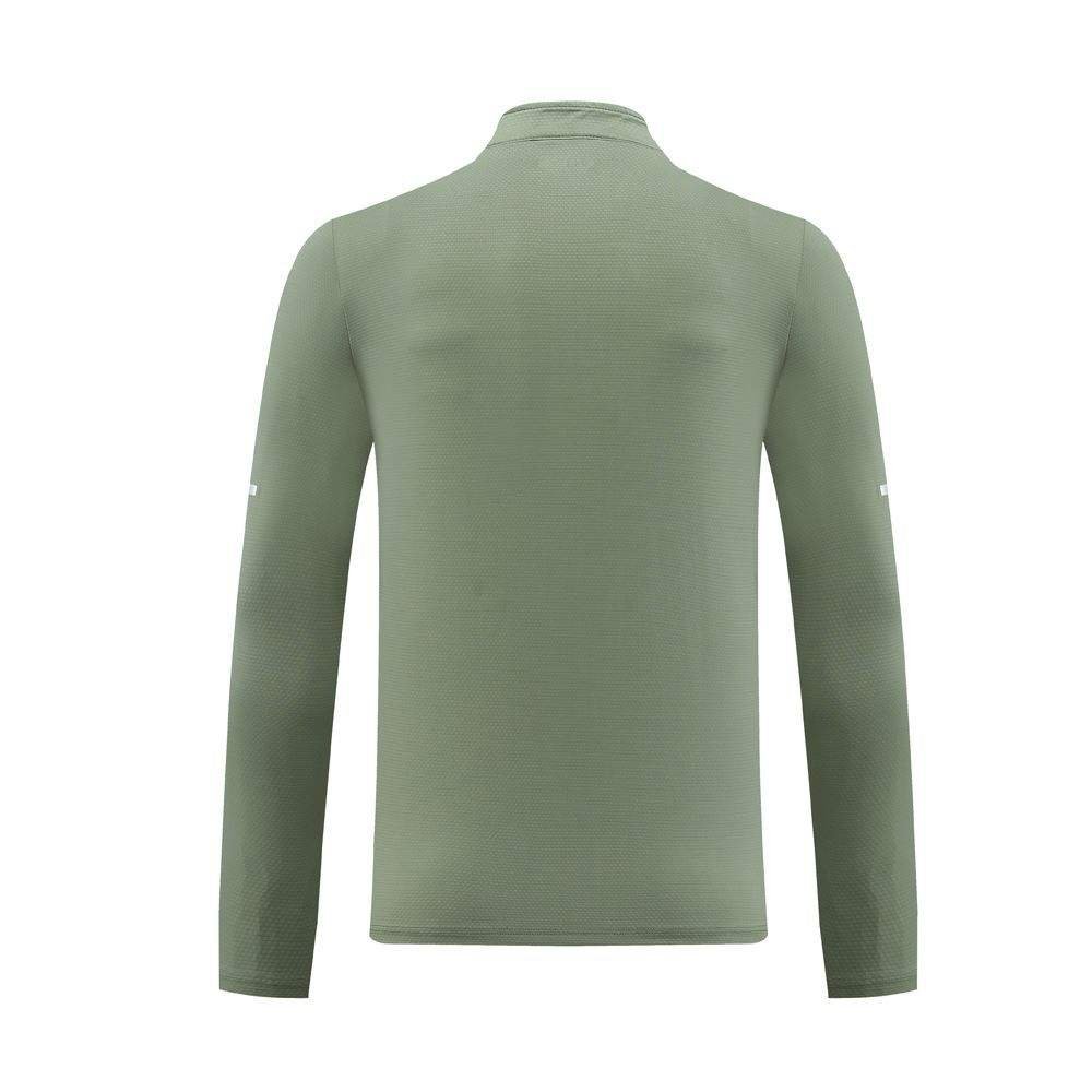 Men's half-zip sports shirt with stand collar and long sleeves