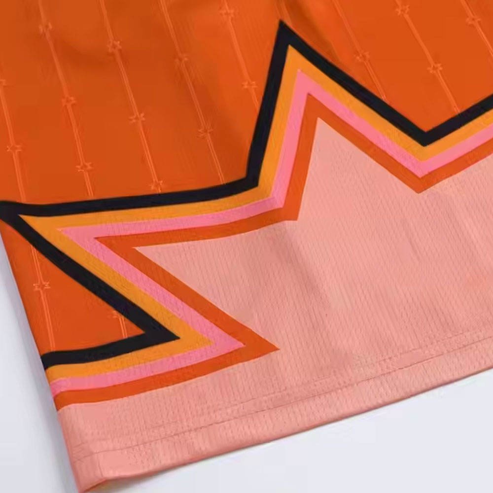 Plain blank orange basketball uniform with matching jersey and shorts