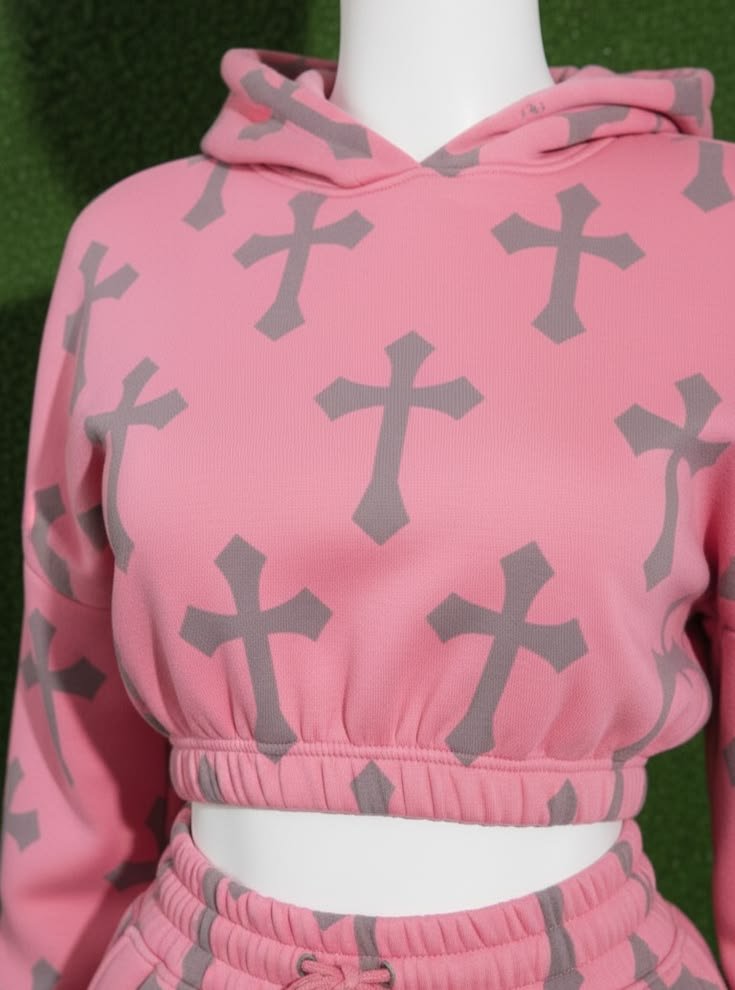 Women’s pink premium tracksuit two-piece activewear set