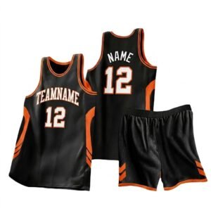 Custom sleeveless basketball uniform with matching shorts and personalized team design