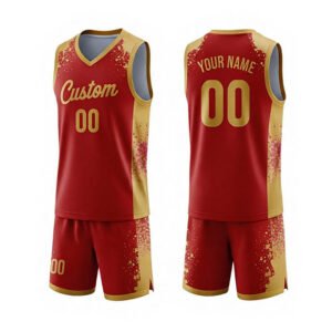 Polyester breathable basketball uniform with matching jersey and shorts