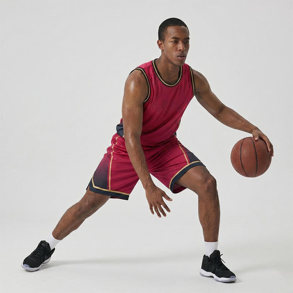 Polyester breathable basketball uniform with matching jersey and shorts