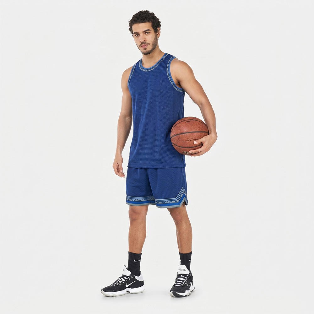 Polyester breathable basketball uniform with matching jersey and shorts