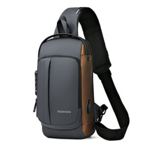 Waterproof men's sling bag with USB port