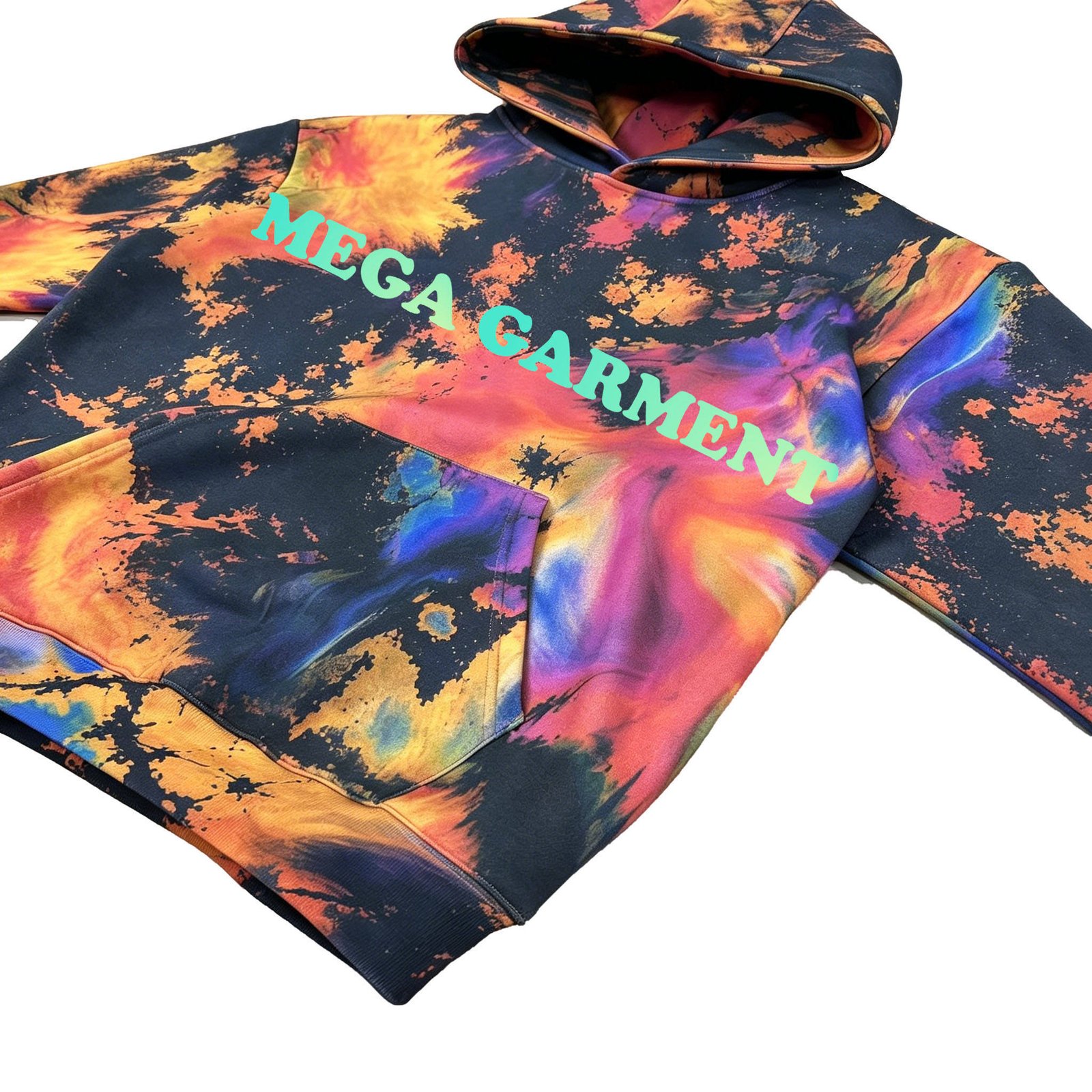 Men's custom tie dye DTG graphic print cotton hoodie