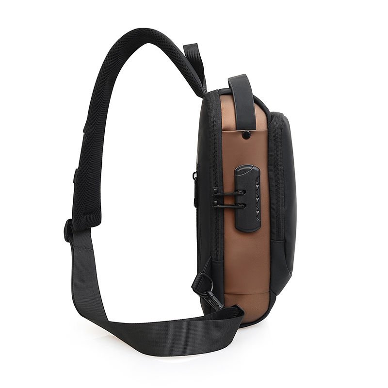 Waterproof men's sling bag with USB port