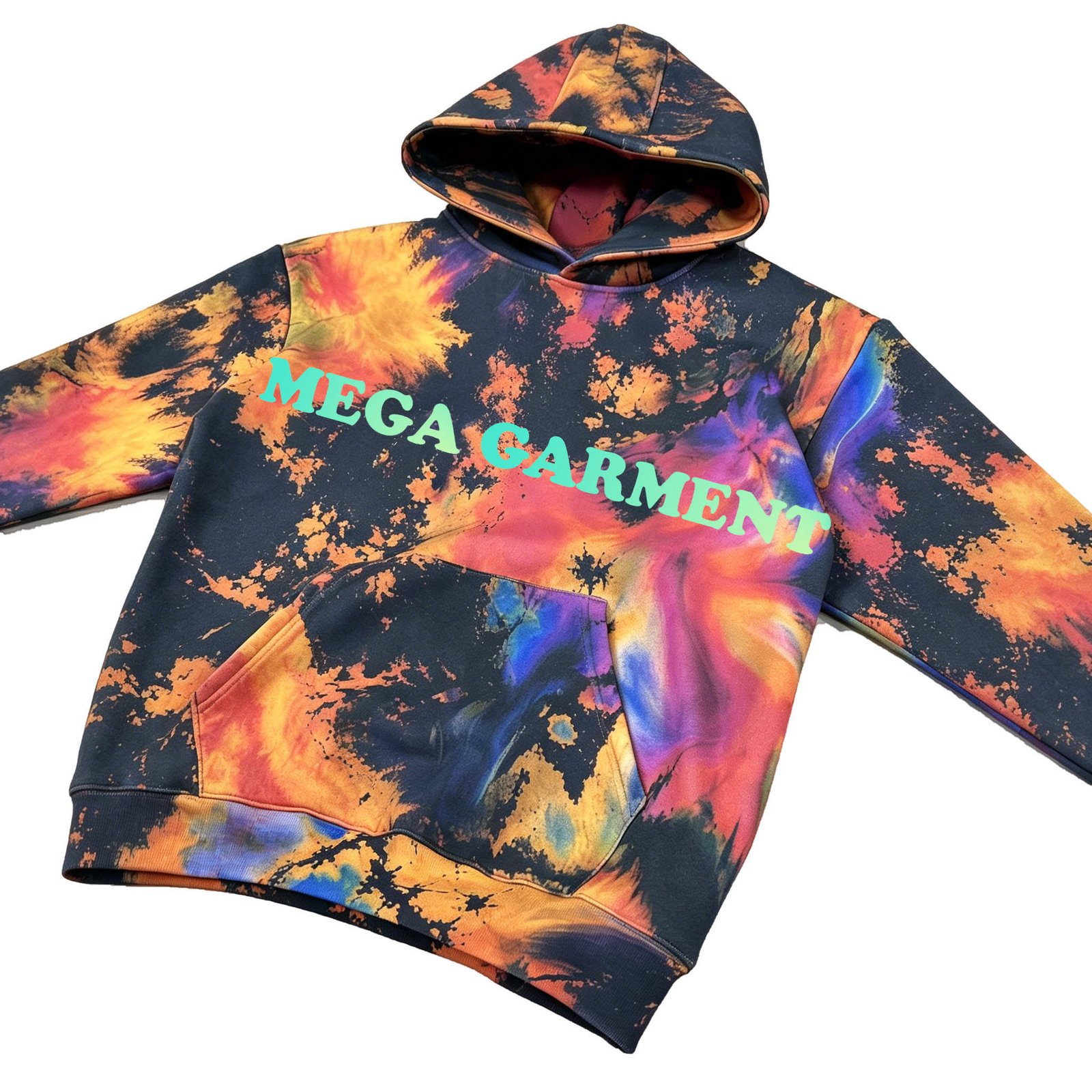 Men's custom tie dye DTG graphic print cotton hoodie