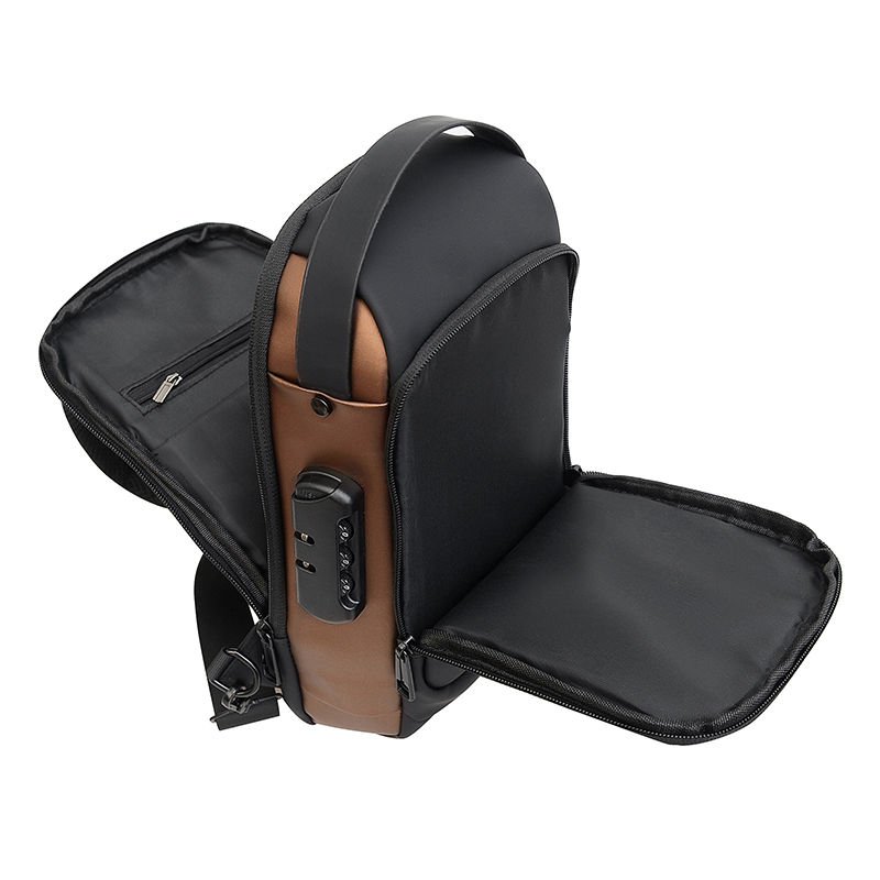Waterproof men's sling bag with USB port
