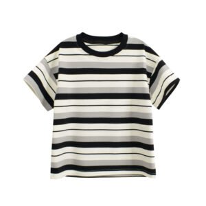 Boys striped summer short sleeve round neck T-shirt