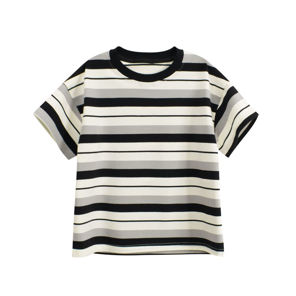 Boys striped summer short sleeve round neck T-shirt
