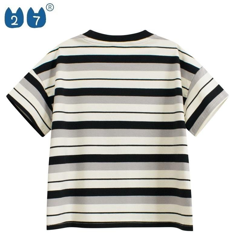 Boys striped summer short sleeve round neck T-shirt