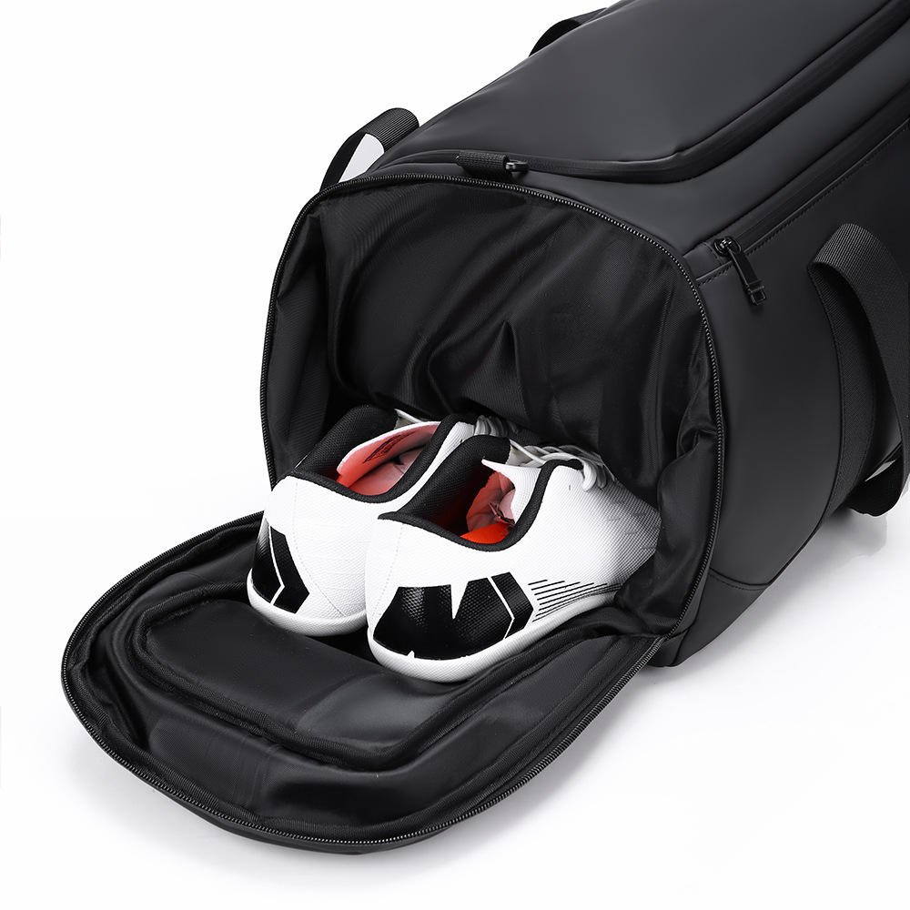 Waterproof sports duffel bag with shoe compartment