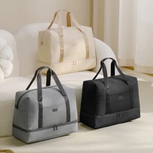 Large capacity polyester gym bag with wet dry separation