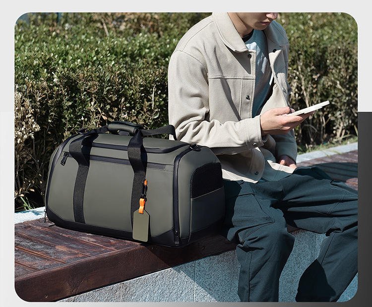 Waterproof sports duffel bag with shoe compartment