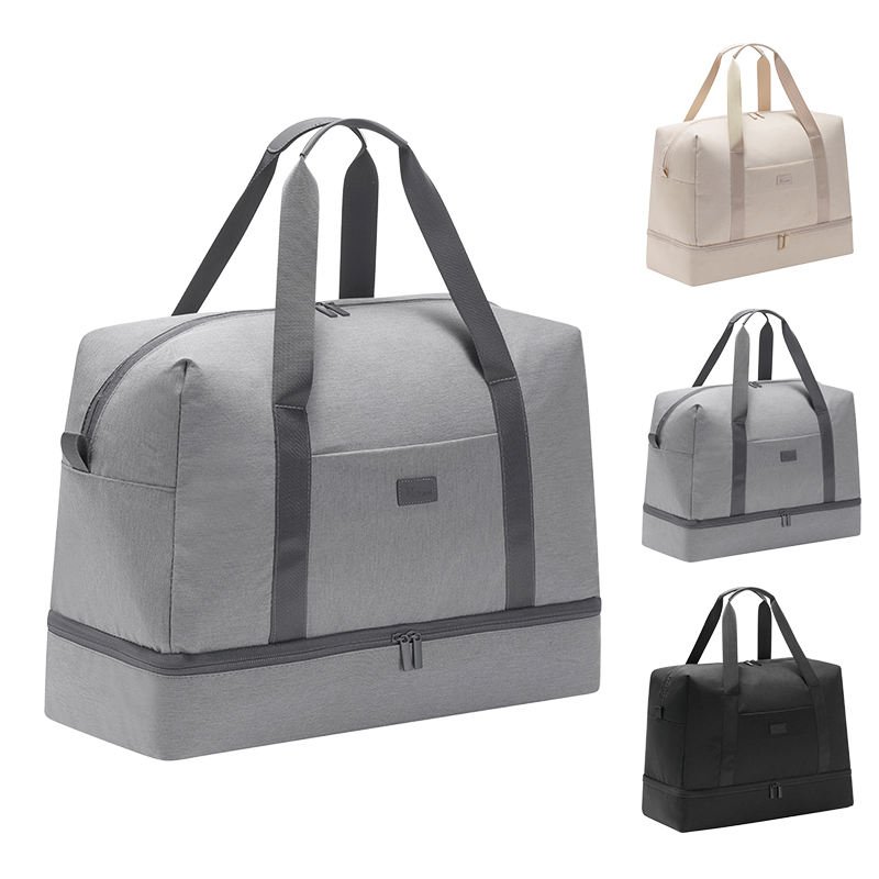 Large capacity polyester gym bag with wet dry separation