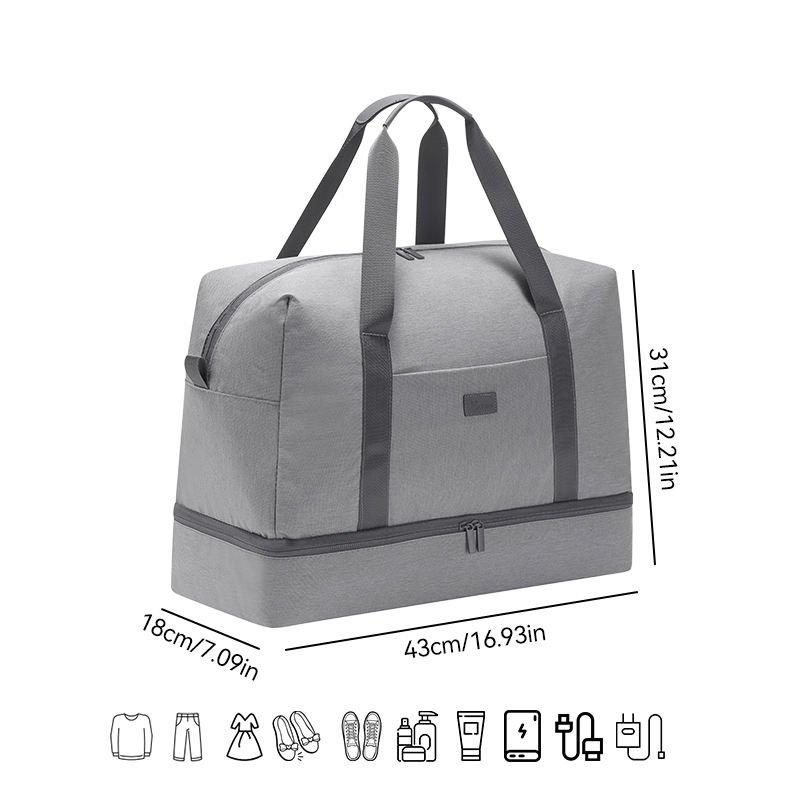 Large capacity polyester gym bag with wet dry separation
