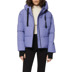 Women's custom quilted puffer jacket with long padded winter design