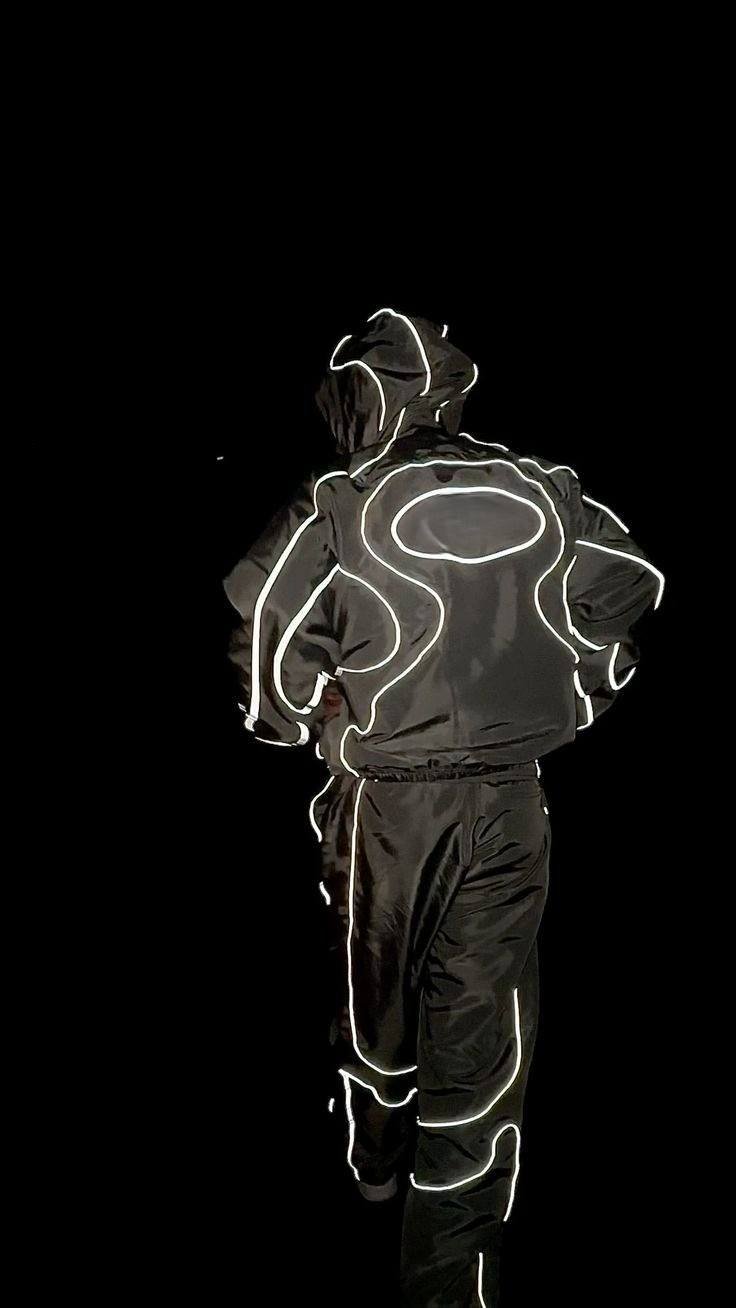 Men's reflective nylon tracksuit with white piping and sporty windbreaker design
