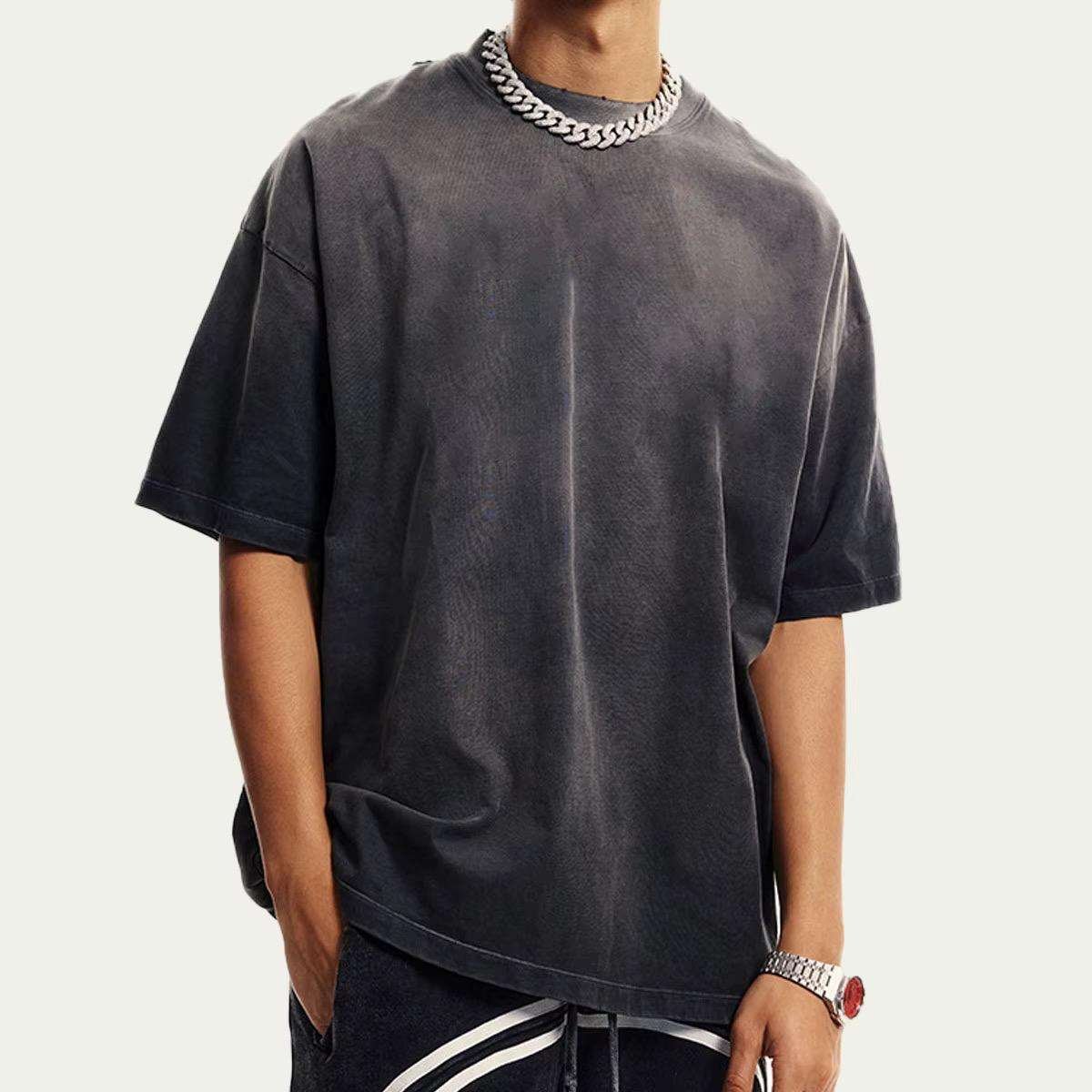 Men's oversized acid wash T-shirt made from heavyweight 300gsm cotton
